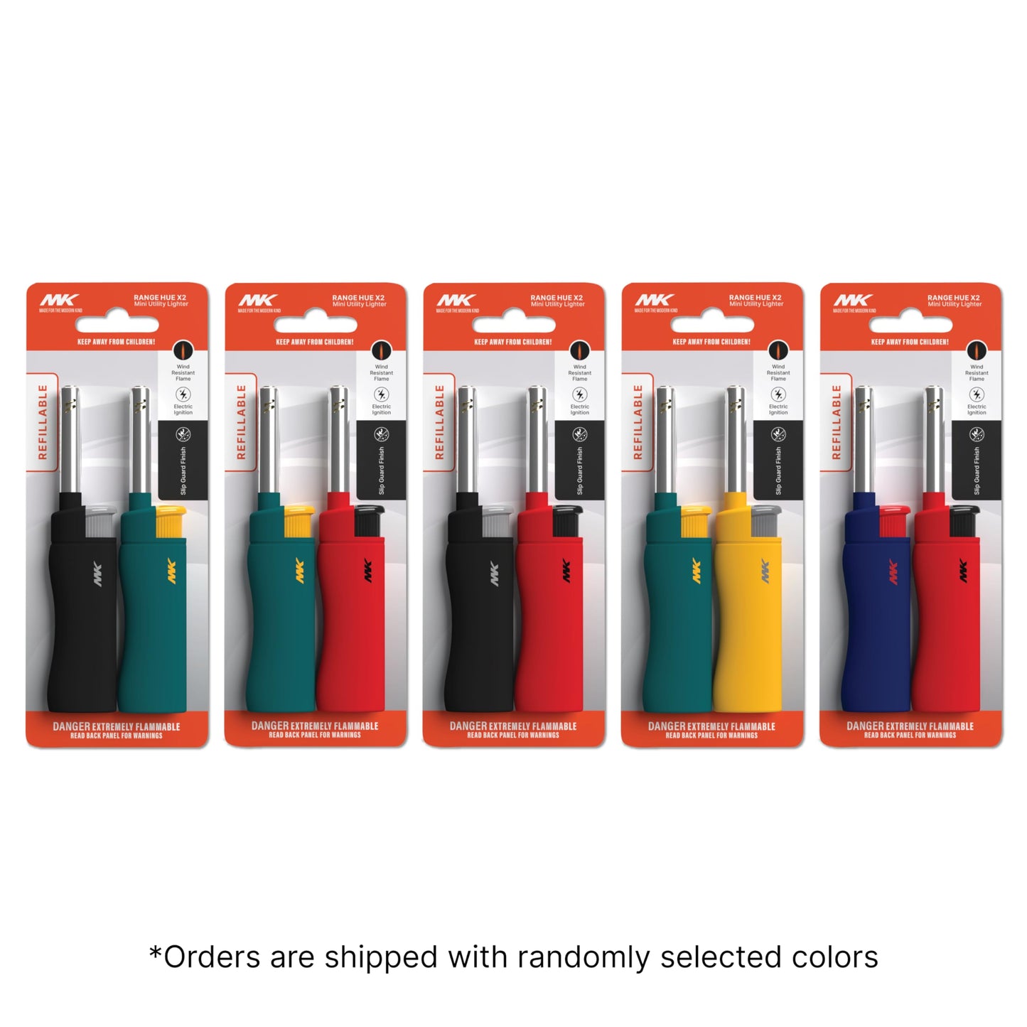 MK Candle Lighter, Butane Refillable Wind-Resistant Flame, 5-Pack for BBQ, Camping, Outdoor Use (Pastel-5pc)