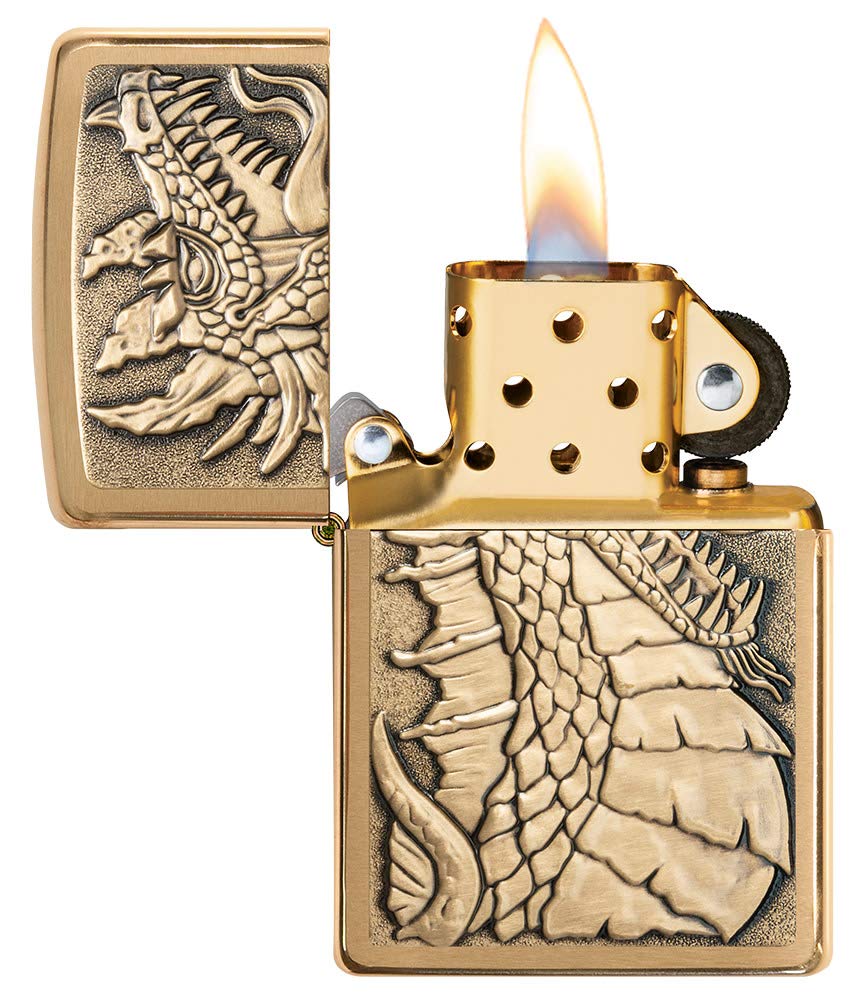 Zippo Armor High Polish Green Elegant Dragon Pocket Lighter, One Size
