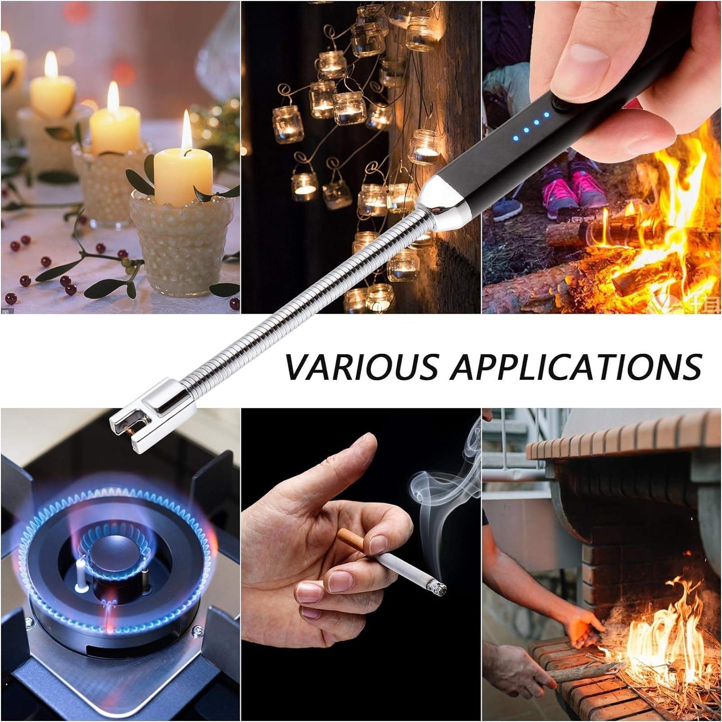 Electric Candle Lighter Birthday Father‘s Day Gifts for Mom from Daughter Son, USB Arc Rechargeable Windproof Long Lighter for Candle, Gift for Mom Women Men Wife Sister
