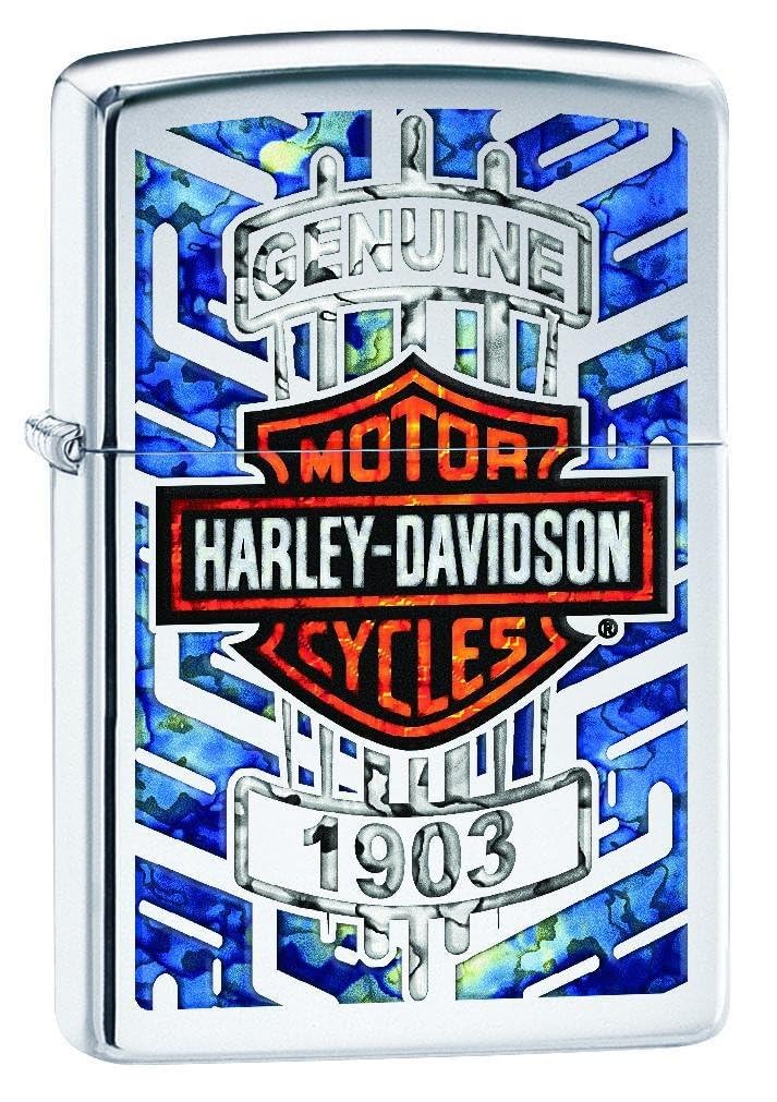 Personalized Zippo Harley-Davidson Windproof Oil Lighter Engraving - Christmas, Halloween & Valentines Day Gift (Black Ice)