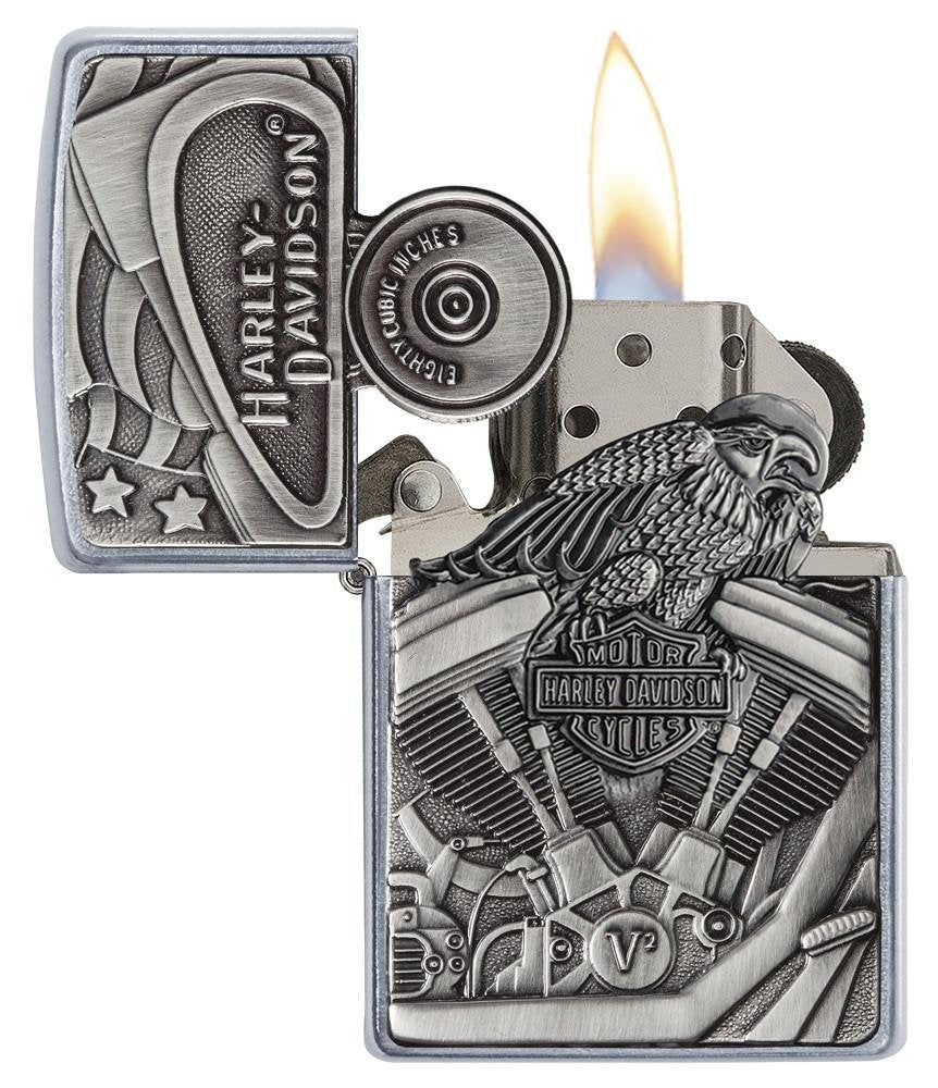Personalized Zippo Harley-Davidson Windproof Oil Lighter Engraving - Christmas, Halloween & Valentines Day Gift (Black Ice)