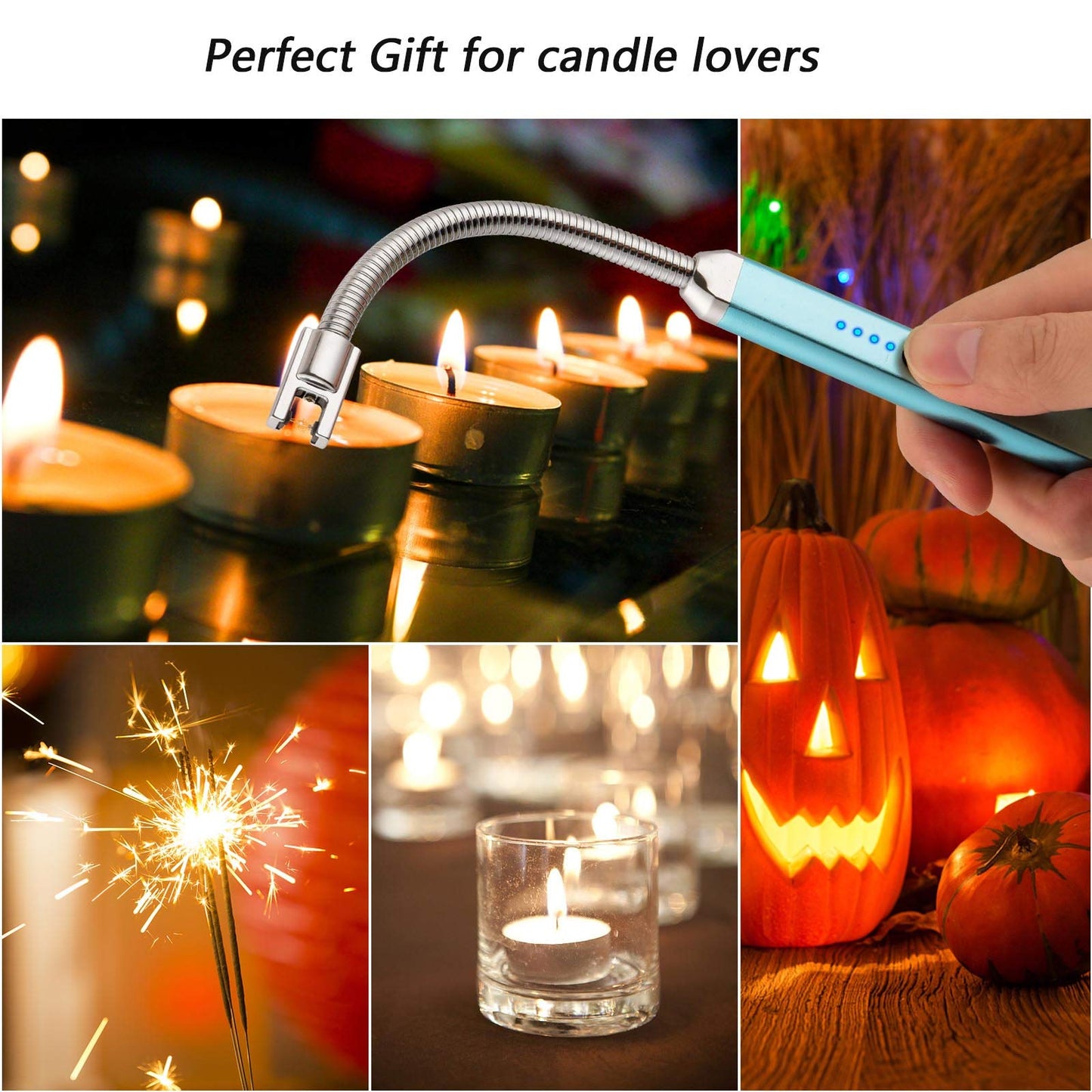 Electric Candle Lighter Birthday Father‘s Day Gifts for Mom from Daughter Son, USB Arc Rechargeable Windproof Long Lighter for Candle, Gift for Mom Women Men Wife Sister