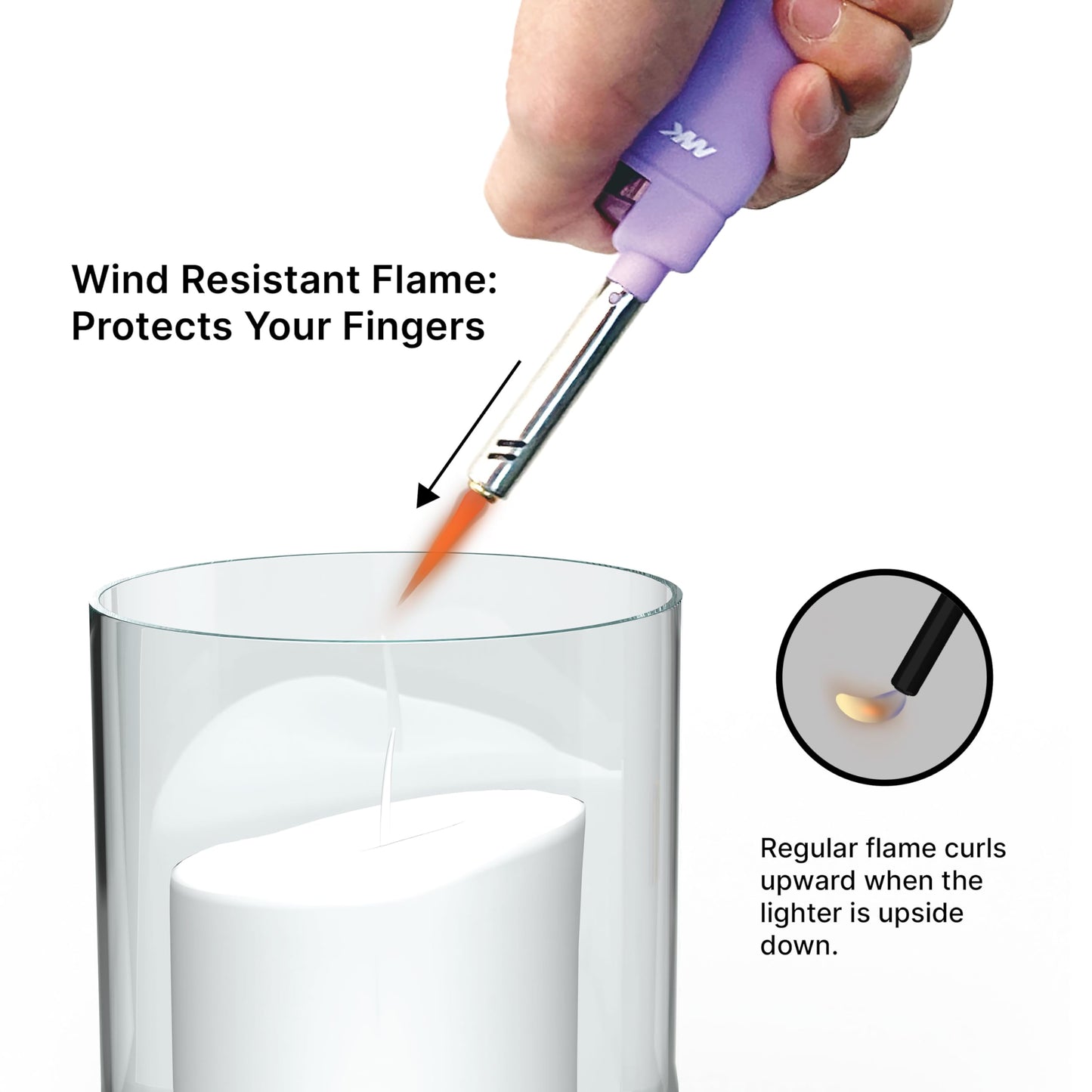MK Candle Lighter, Butane Refillable Wind-Resistant Flame, 5-Pack for BBQ, Camping, Outdoor Use (Pastel-5pc)