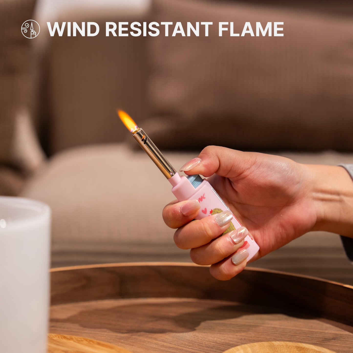 MK Candle Lighter, Butane Refillable Wind-Resistant Flame, 5-Pack for BBQ, Camping, Outdoor Use (Pastel-5pc)