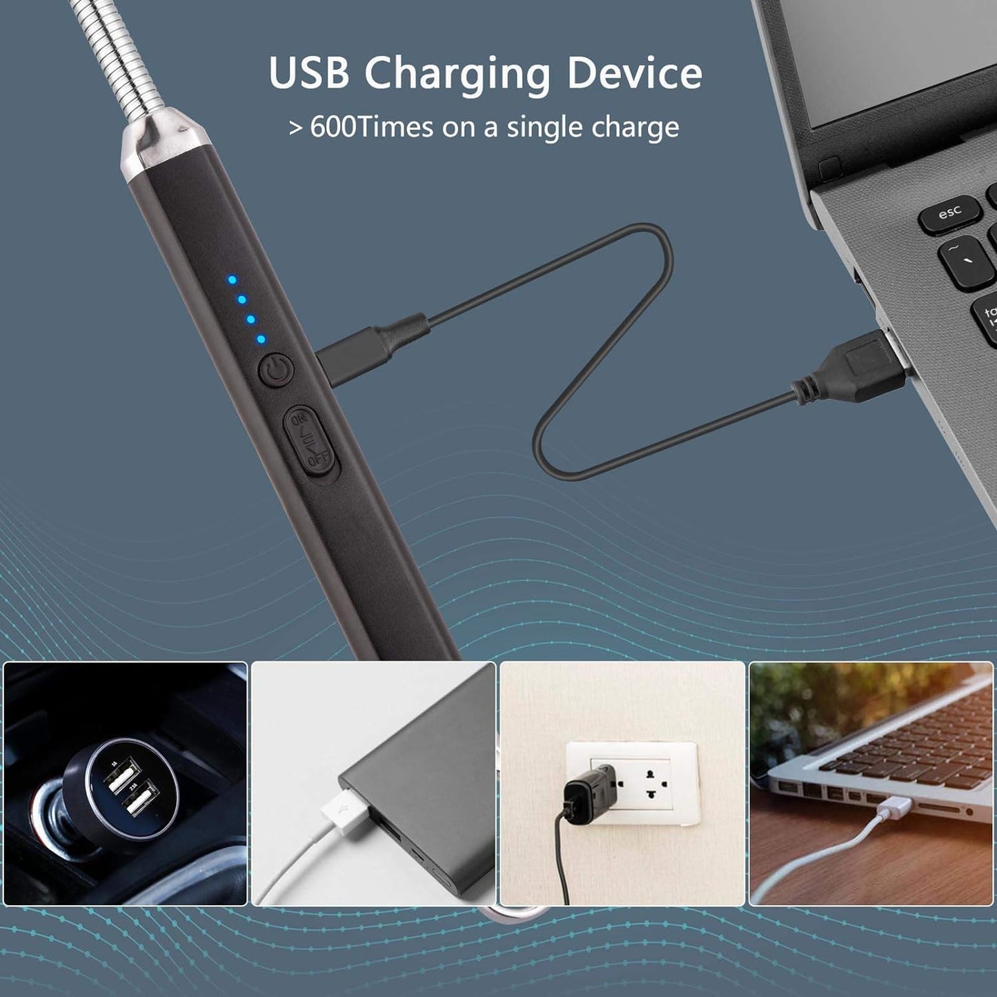 Electric Candle Lighter Birthday Father‘s Day Gifts for Mom from Daughter Son, USB Arc Rechargeable Windproof Long Lighter for Candle, Gift for Mom Women Men Wife Sister