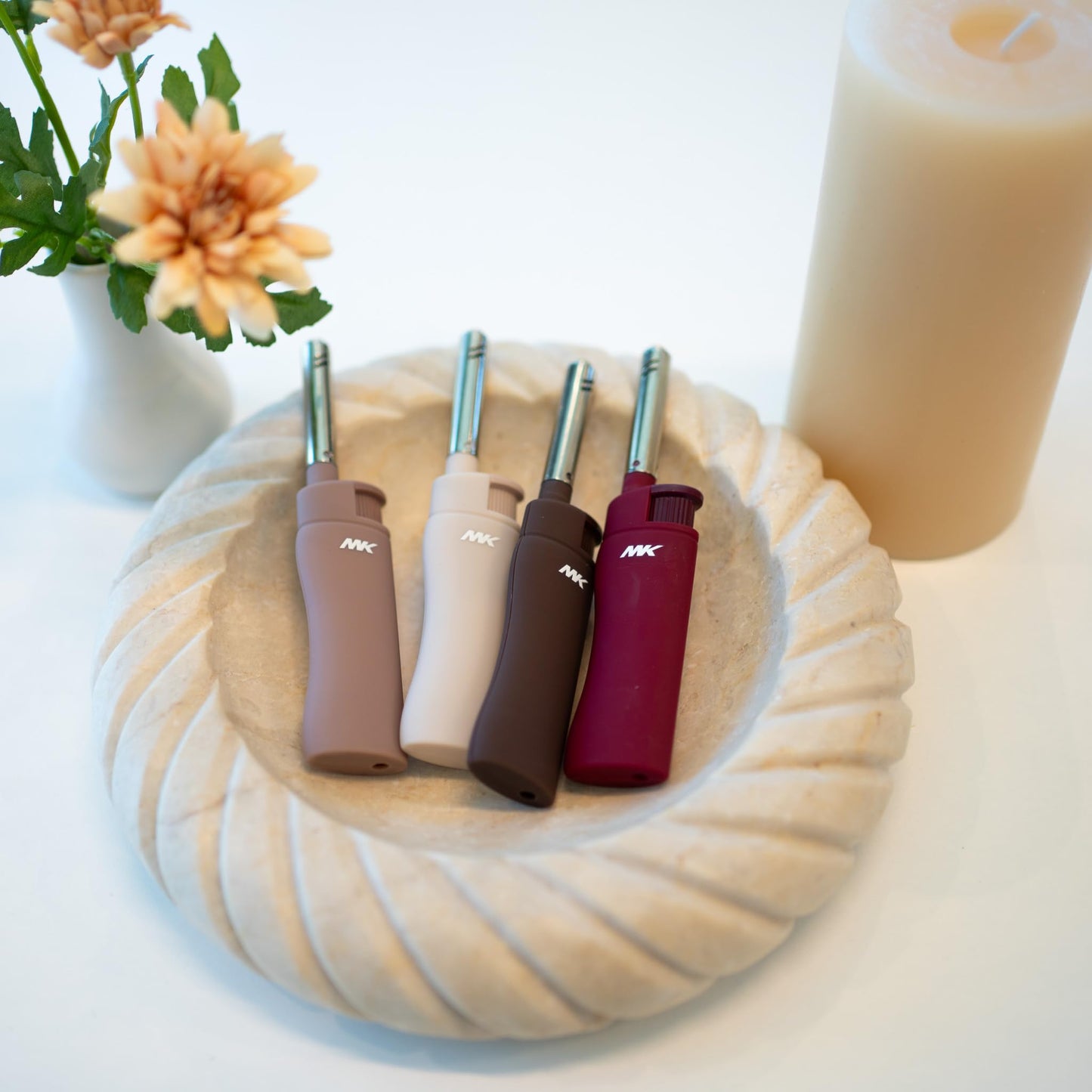 MK Candle Lighter, Butane Refillable Wind-Resistant Flame, 5-Pack for BBQ, Camping, Outdoor Use (Pastel-5pc)