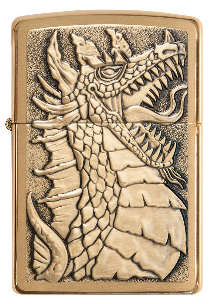 Zippo Armor High Polish Green Elegant Dragon Pocket Lighter, One Size
