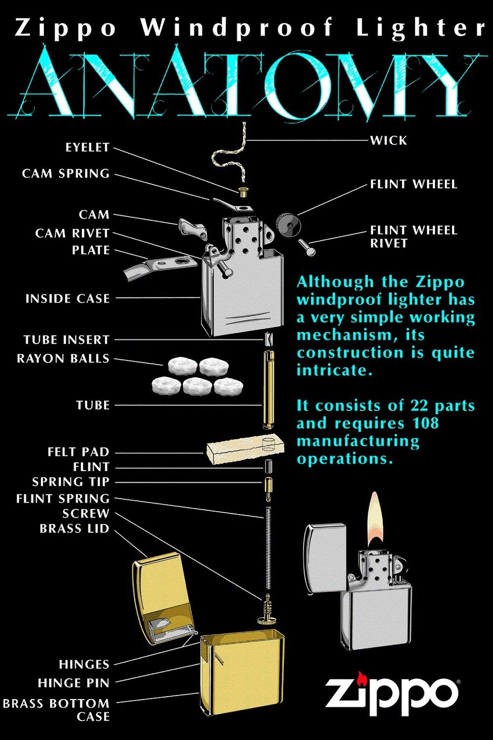 Personalized American Classic Elegant Design Lighter Zippo - Free Engraving - Christmas, Halloween & Valentines Day Gift (Gold HP)