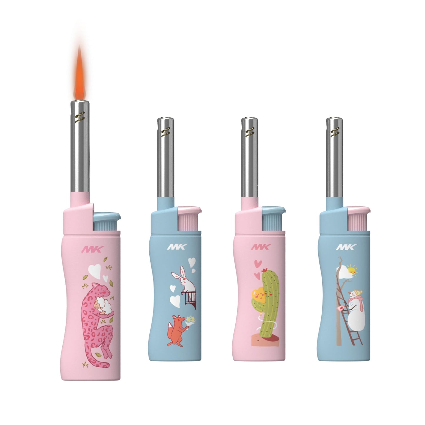 MK Candle Lighter, Butane Refillable Wind-Resistant Flame, 5-Pack for BBQ, Camping, Outdoor Use (Pastel-5pc)