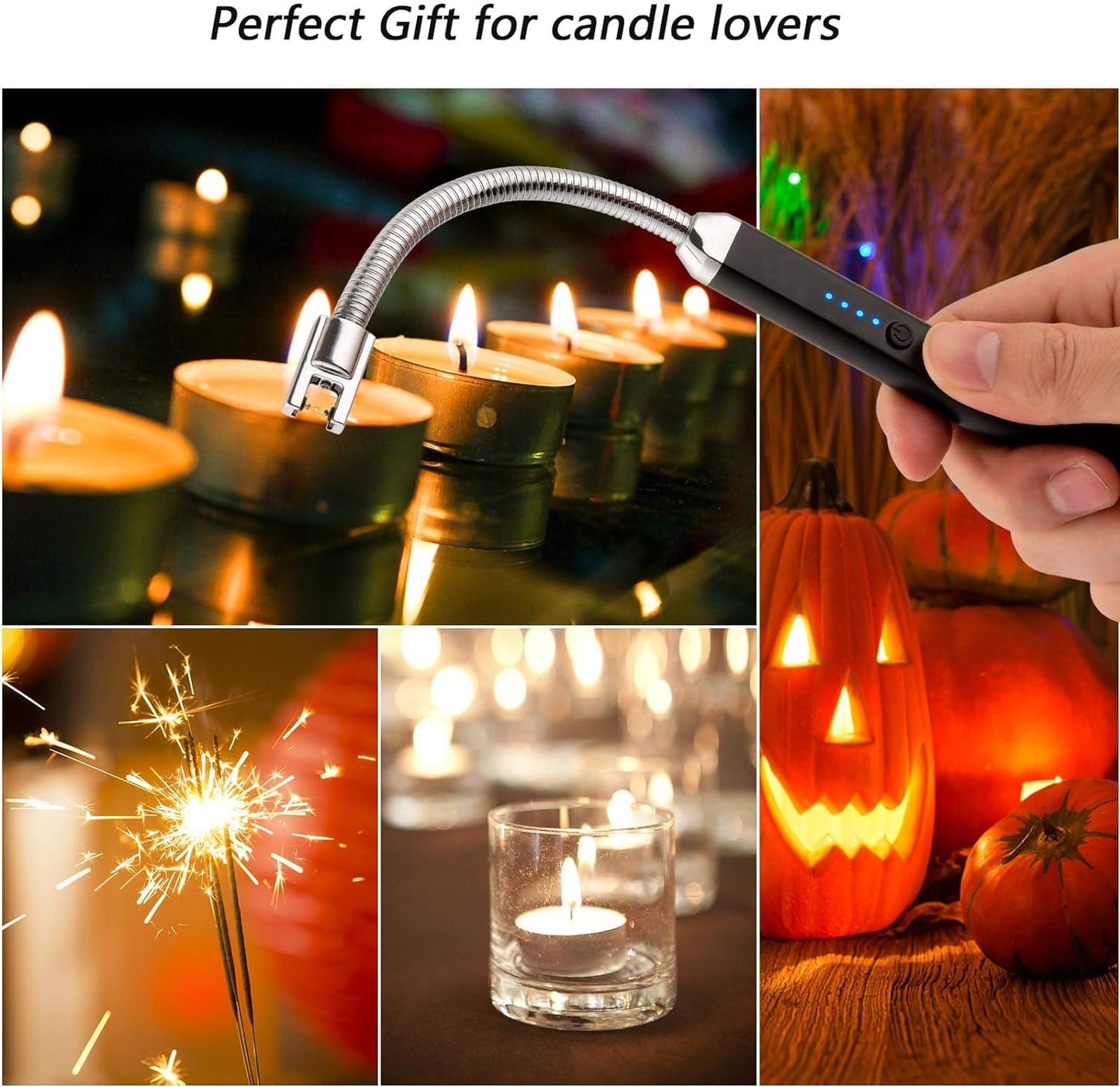 Electric Candle Lighter Birthday Father‘s Day Gifts for Mom from Daughter Son, USB Arc Rechargeable Windproof Long Lighter for Candle, Gift for Mom Women Men Wife Sister