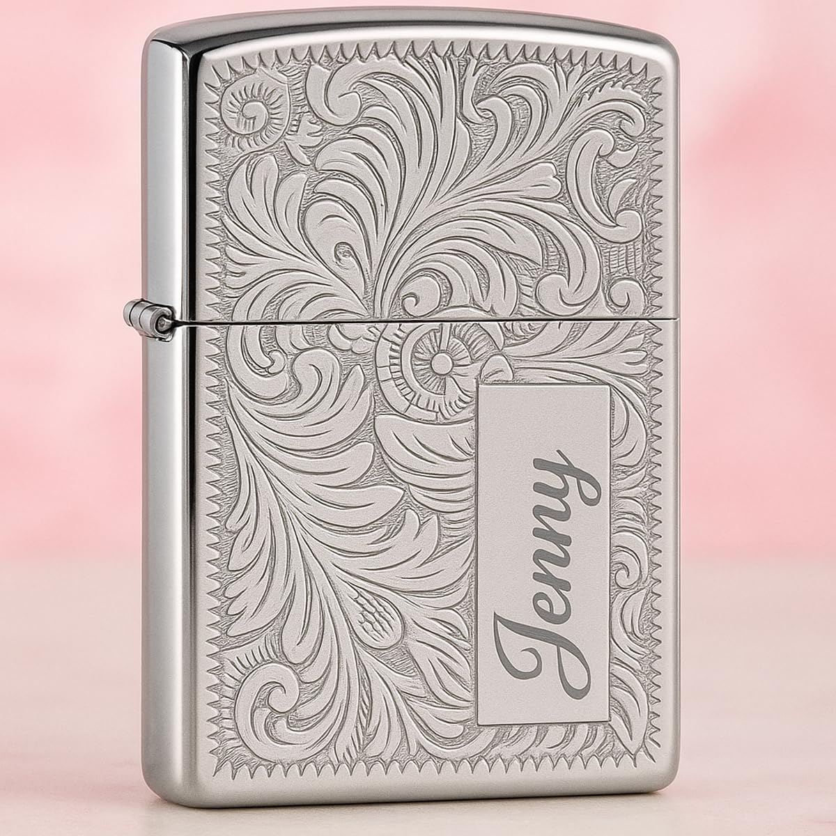 Custom Personalized ZIPPO Lighter Venetian - Free Engraving - Christmas, Halloween & Valentines Day Gift (Silver-352)