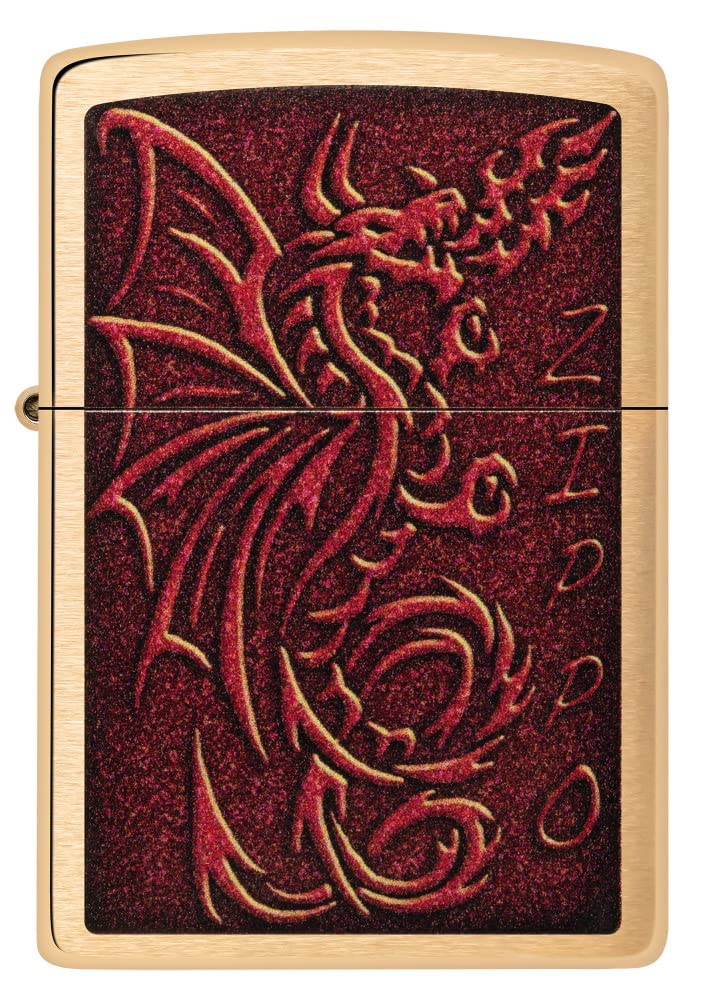 Zippo Armor High Polish Green Elegant Dragon Pocket Lighter, One Size