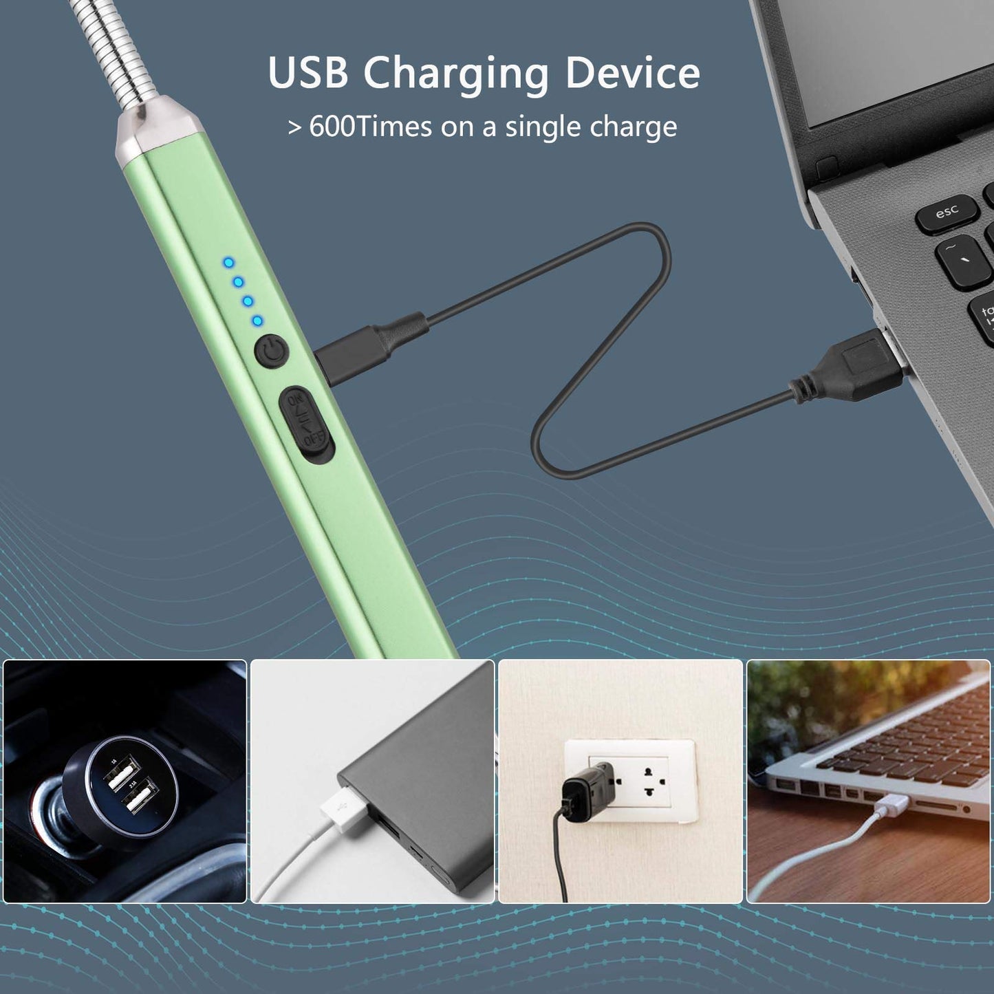 Electric Candle Lighter Birthday Father‘s Day Gifts for Mom from Daughter Son, USB Arc Rechargeable Windproof Long Lighter for Candle, Gift for Mom Women Men Wife Sister