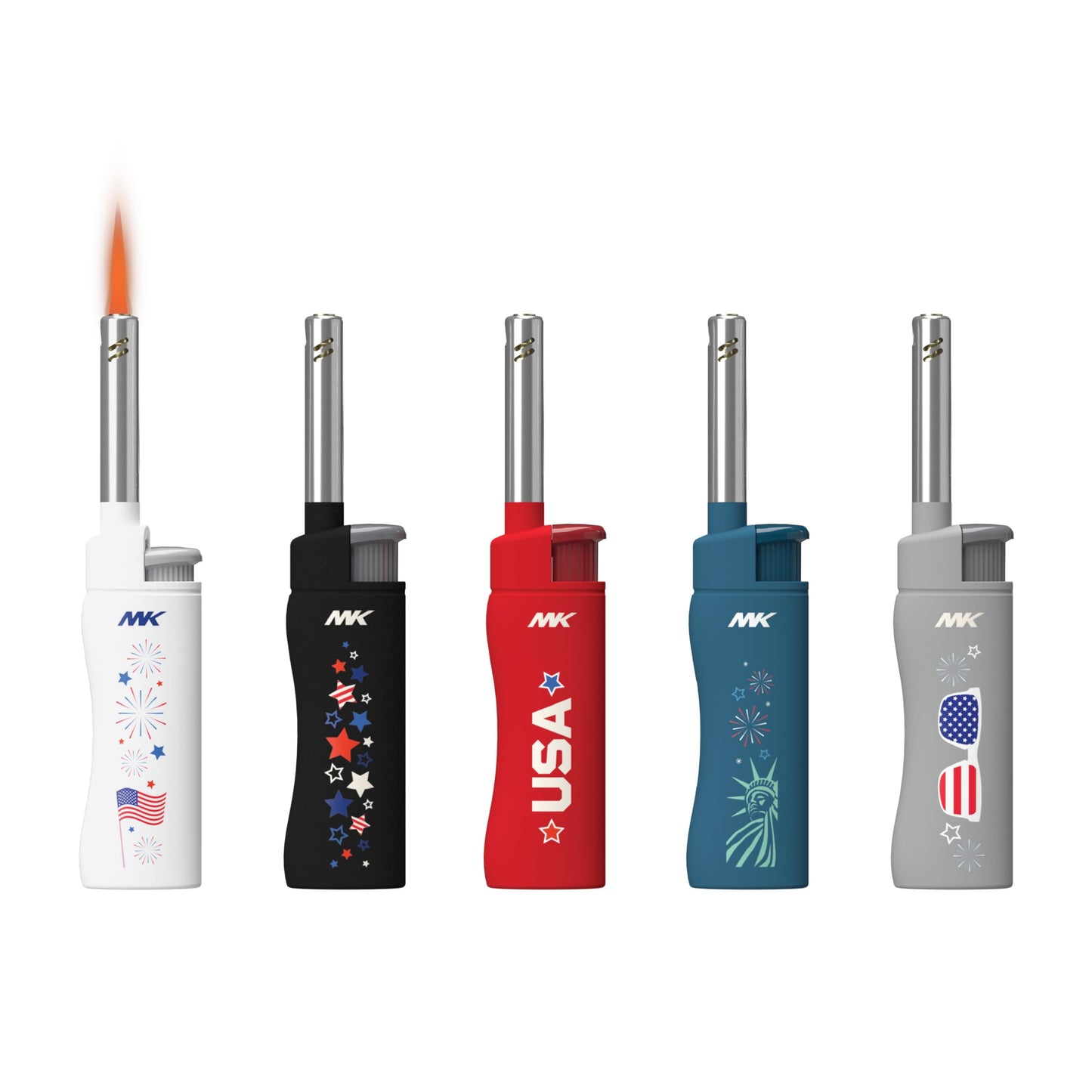 MK Candle Lighter, Butane Refillable Wind-Resistant Flame, 5-Pack for BBQ, Camping, Outdoor Use (Pastel-5pc)