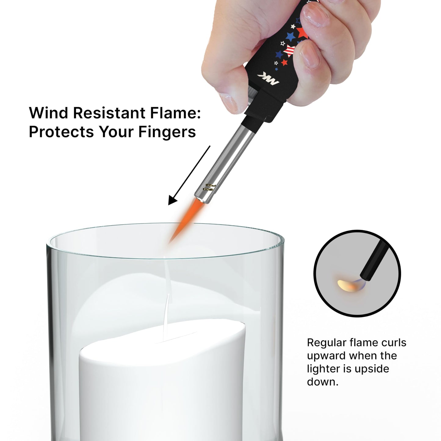 MK Candle Lighter, Butane Refillable Wind-Resistant Flame, 5-Pack for BBQ, Camping, Outdoor Use (Pastel-5pc)