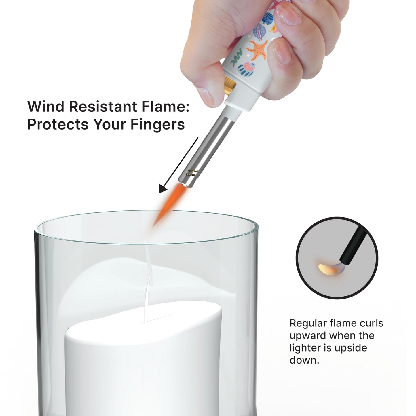 MK Candle Lighter, Butane Refillable Wind-Resistant Flame, 5-Pack for BBQ, Camping, Outdoor Use (Pastel-5pc)