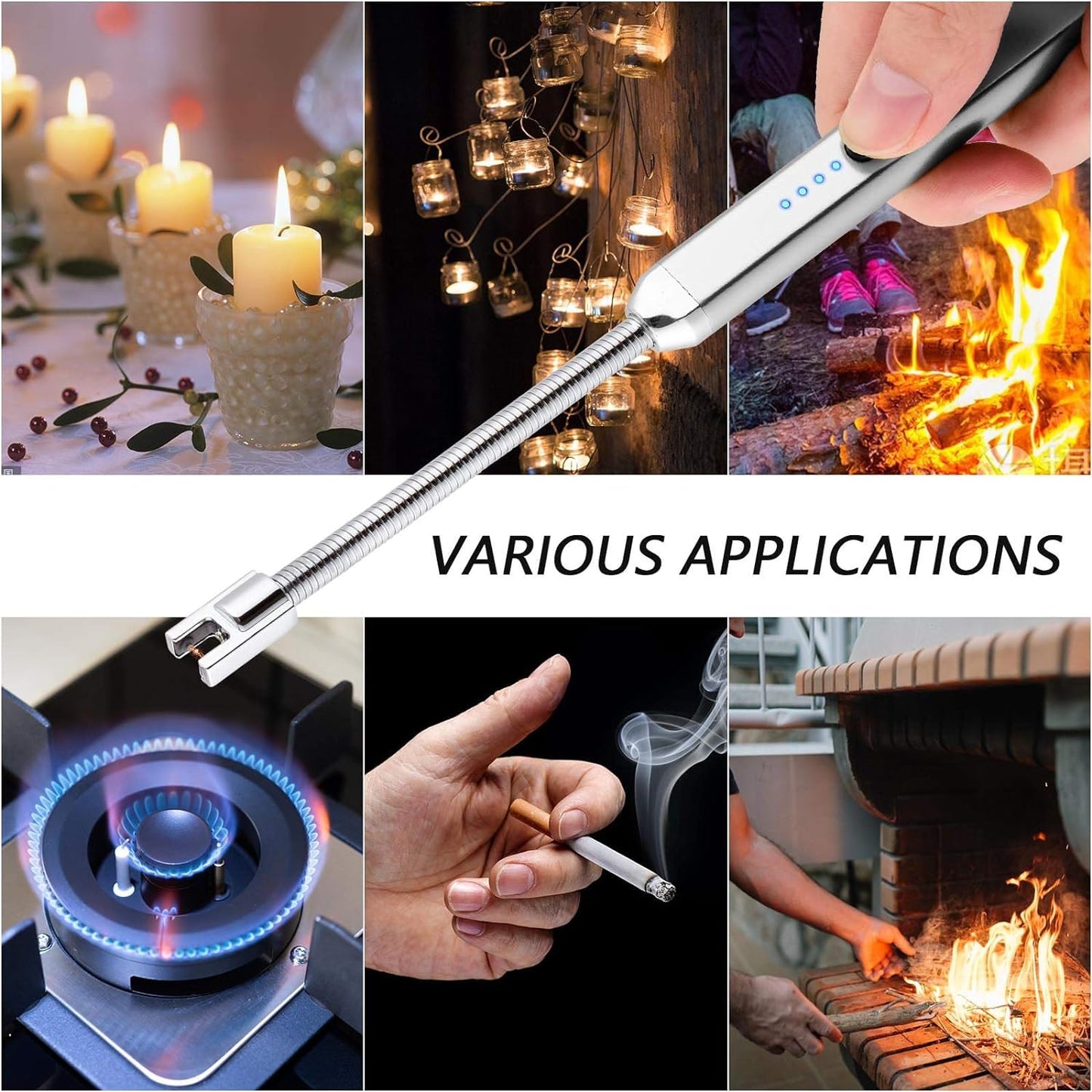Electric Candle Lighter Birthday Father‘s Day Gifts for Mom from Daughter Son, USB Arc Rechargeable Windproof Long Lighter for Candle, Gift for Mom Women Men Wife Sister