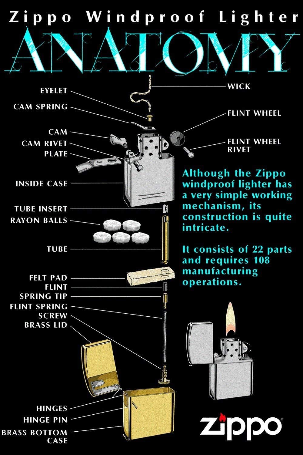 Personalized American Classic Elegant Design Lighter Zippo - Free Engraving - Christmas, Halloween & Valentines Day Gift (Gold HP)