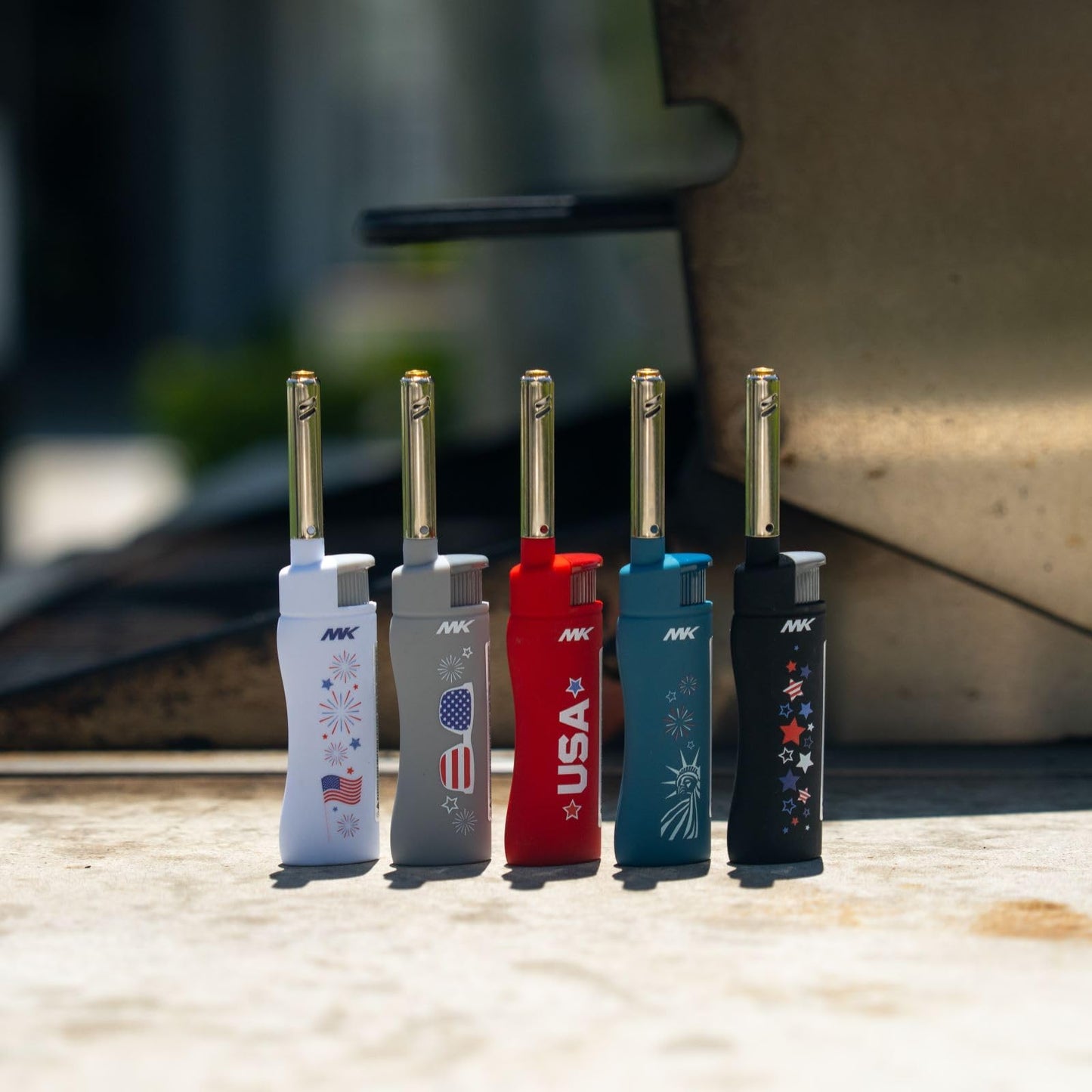 MK Candle Lighter, Butane Refillable Wind-Resistant Flame, 5-Pack for BBQ, Camping, Outdoor Use (Pastel-5pc)