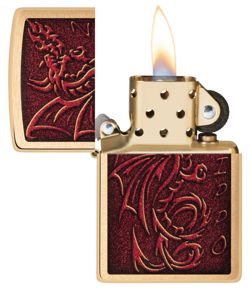 Zippo Armor High Polish Green Elegant Dragon Pocket Lighter, One Size
