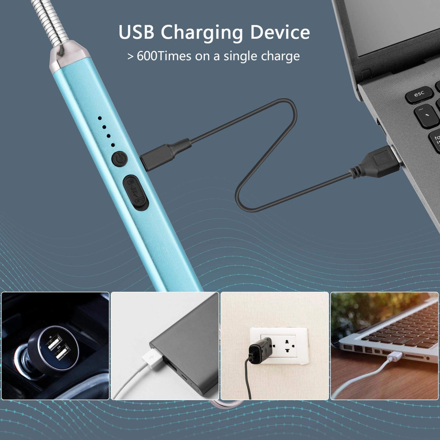Electric Candle Lighter Birthday Father‘s Day Gifts for Mom from Daughter Son, USB Arc Rechargeable Windproof Long Lighter for Candle, Gift for Mom Women Men Wife Sister