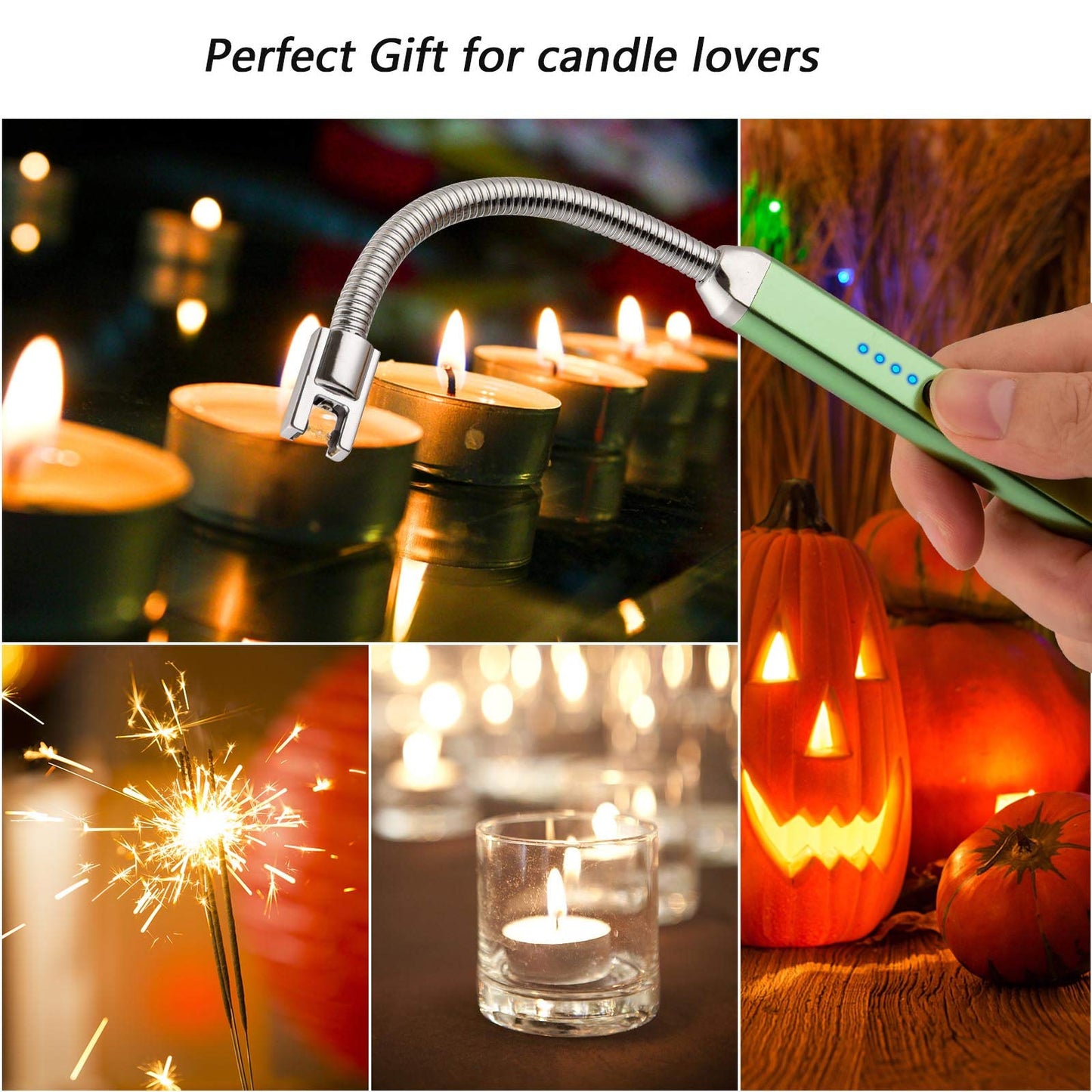 Electric Candle Lighter Birthday Father‘s Day Gifts for Mom from Daughter Son, USB Arc Rechargeable Windproof Long Lighter for Candle, Gift for Mom Women Men Wife Sister