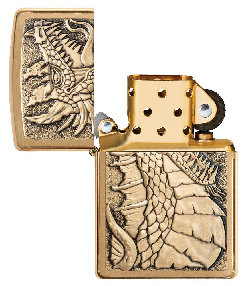 Zippo Armor High Polish Green Elegant Dragon Pocket Lighter, One Size