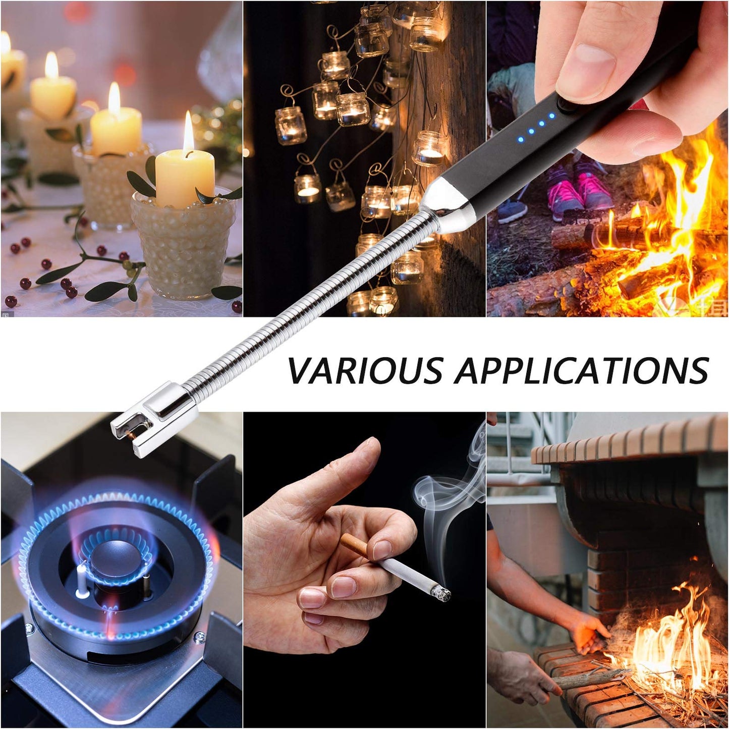 Electric Candle Lighter Birthday Father‘s Day Gifts for Mom from Daughter Son, USB Arc Rechargeable Windproof Long Lighter for Candle, Gift for Mom Women Men Wife Sister