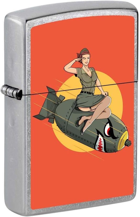Zippo Lighter: Pin-up Girl on Bomb - Street Chrome 81290