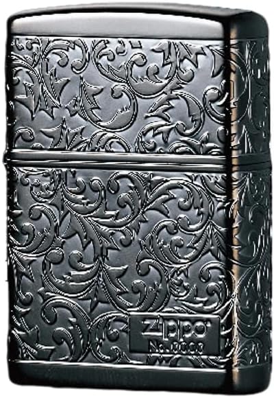 Zippo Arabesque 2TIBK-4KARA Lighter, Serial Number, Black Titanium, Etched, 4 Sides Continuous Processing, ZP-2TIBK-4KARA