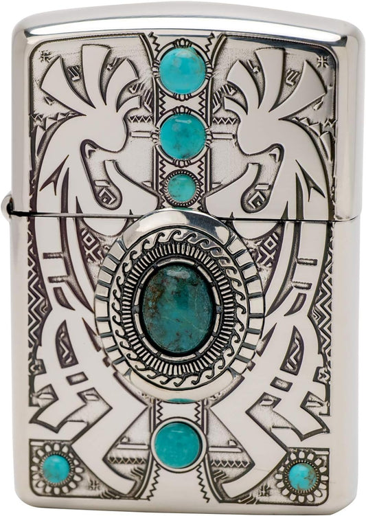 Zippo Lighter, Silver, Armor, Indian Spirit, Cocopelli, Double-Sided