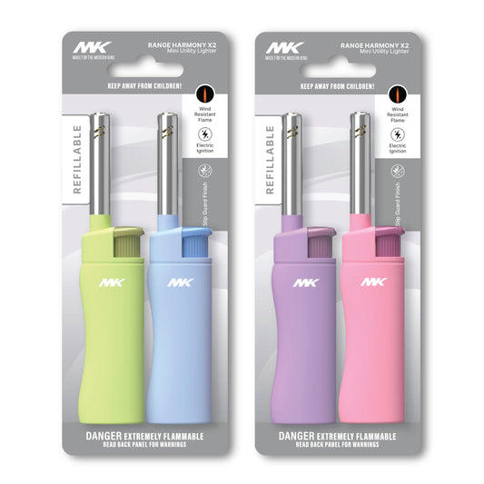 MK Candle Lighter, Butane Refillable Wind-Resistant Flame, 5-Pack for BBQ, Camping, Outdoor Use (Pastel-5pc)