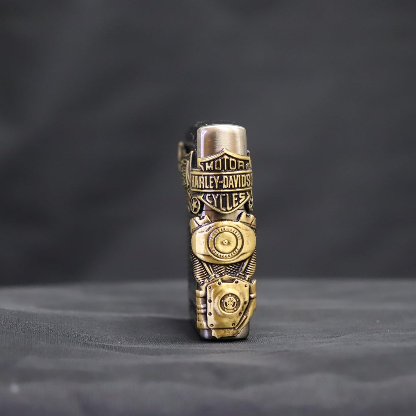 Zippo HDP-27 Harley Davidson Japanese Limited 3 Sided Continuous Processing, Old Finish Nickel x Brass Golden