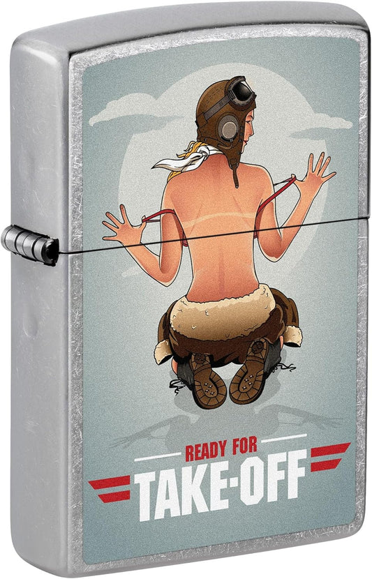 Zippo Lighter: Pin-up Girl, Ready for Take-Off - Street Chrome 81641